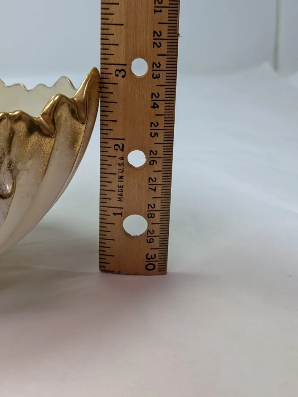 Vintage Lenox 30s 50s Ivory Porcelain Shell Bowl Heavy 24k Gold Trim 9” - Picture 13 of 15
